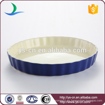 De buena calidad ronda de color azul oscuro ronda cerámica bakeware